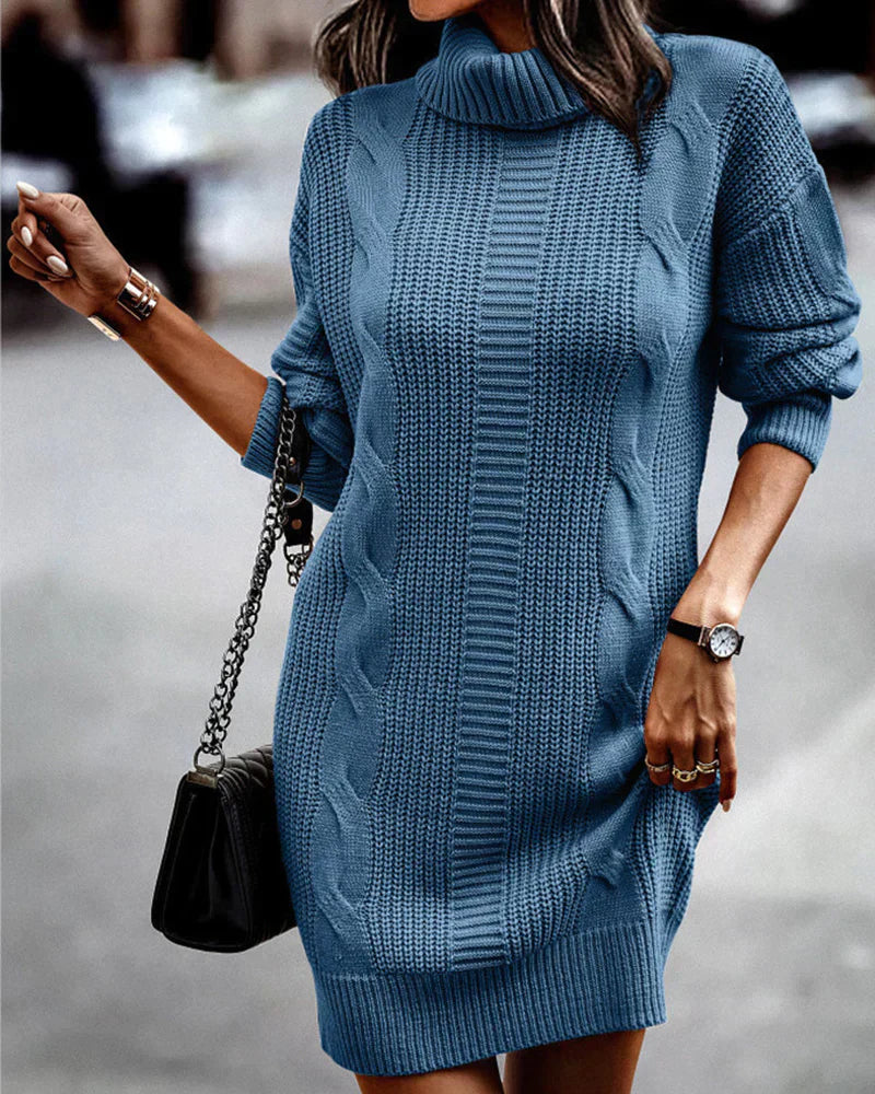 Leona | Gebreide Coltrui Jurk - Fashion Lab