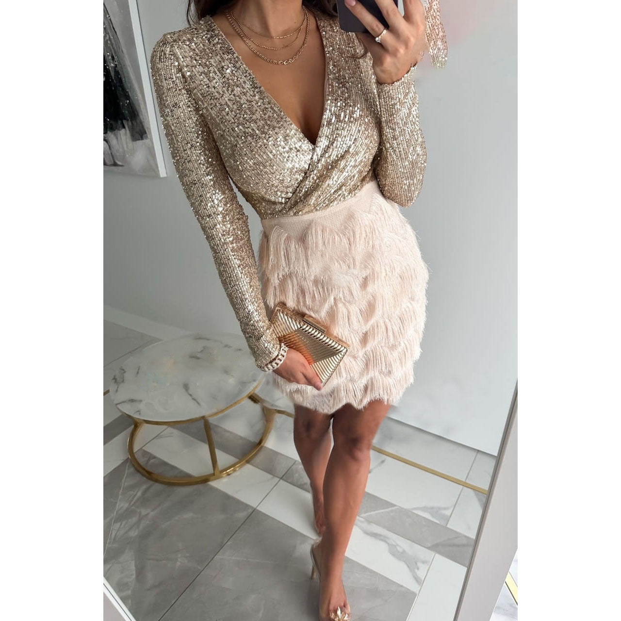 Letje | Glitter & Fringe Mini-Jurk - Fashion Lab