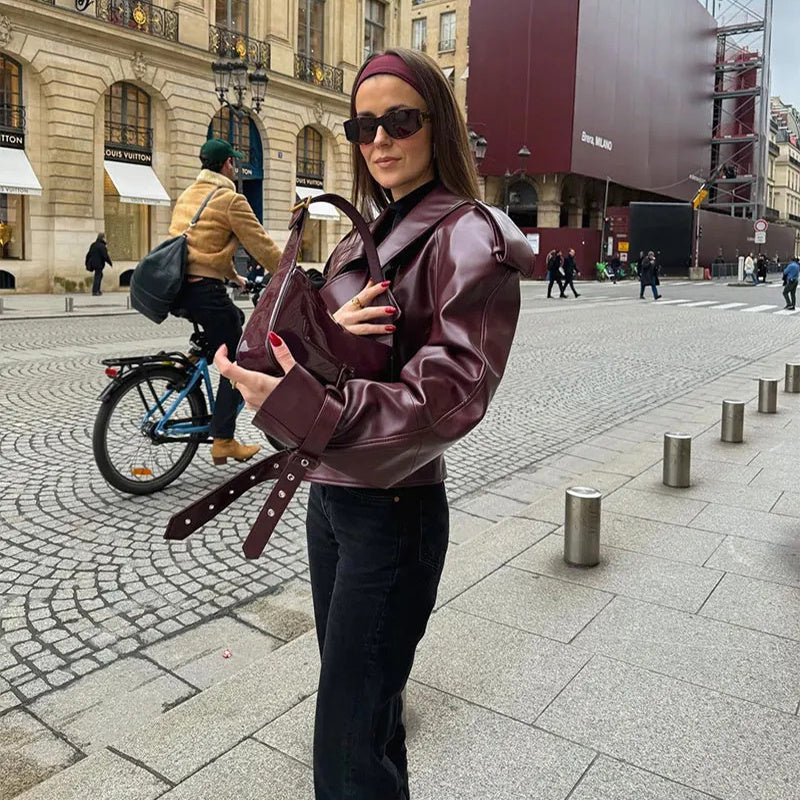Isabel | Leren Cropped Jacket - Fashion Lab