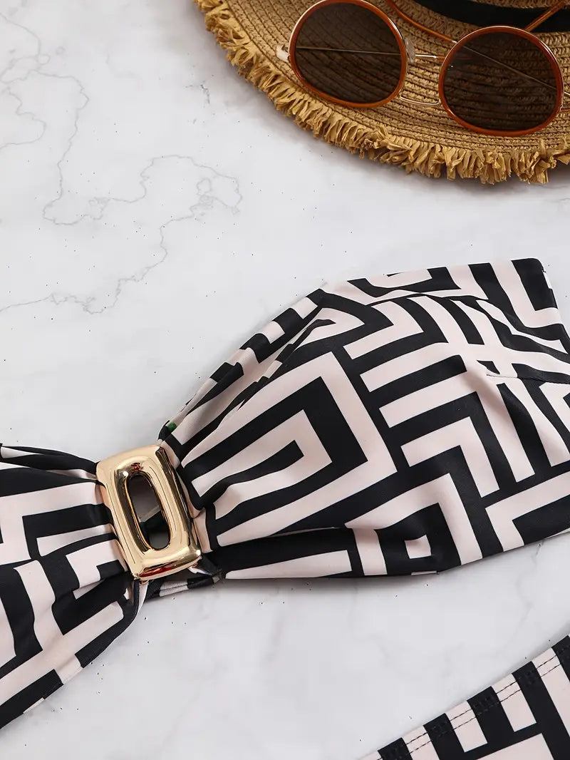 Luella | Geometrische Bandeau Bikini Set - Fashion Lab