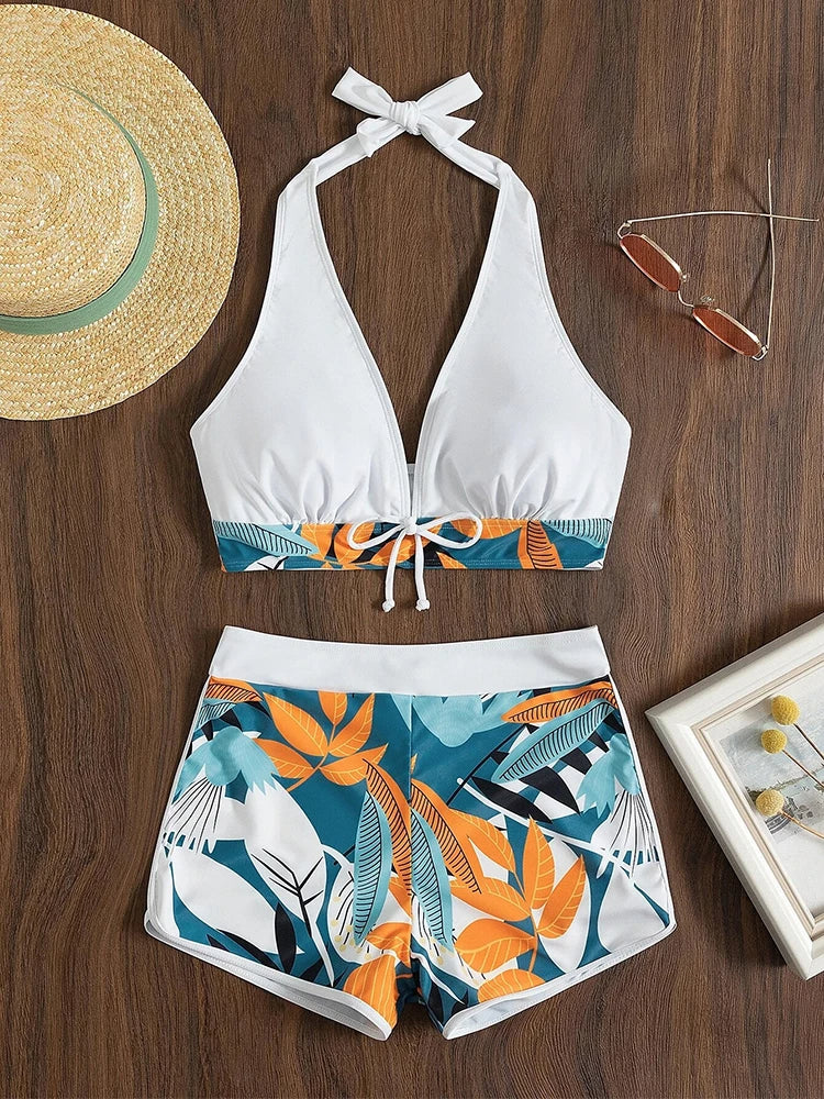 Amara | Sportieve Halter Bikini met Shorts - Fashion Lab