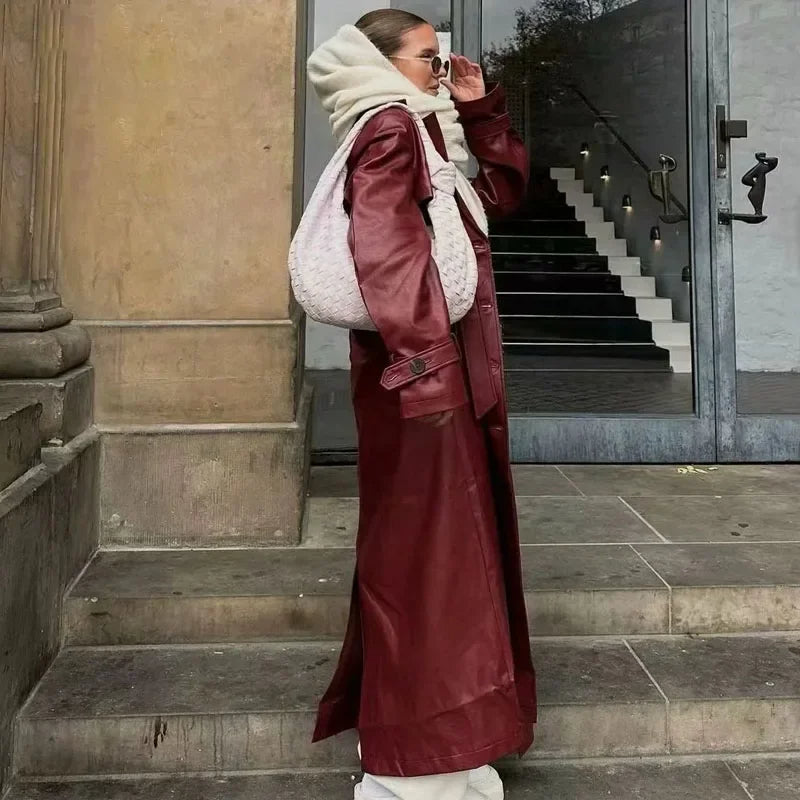 Senna | Vrouwenjas in bordeauxrood imitatieleer - Fashion Lab