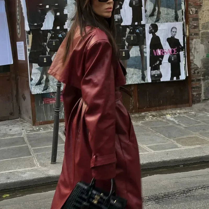 Senna | Vrouwenjas in bordeauxrood imitatieleer - Fashion Lab