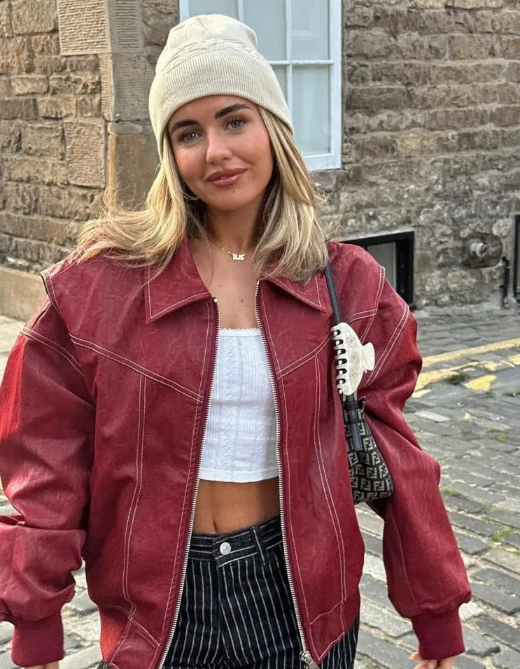 Liz | Oversized leren jas - Fashion Lab