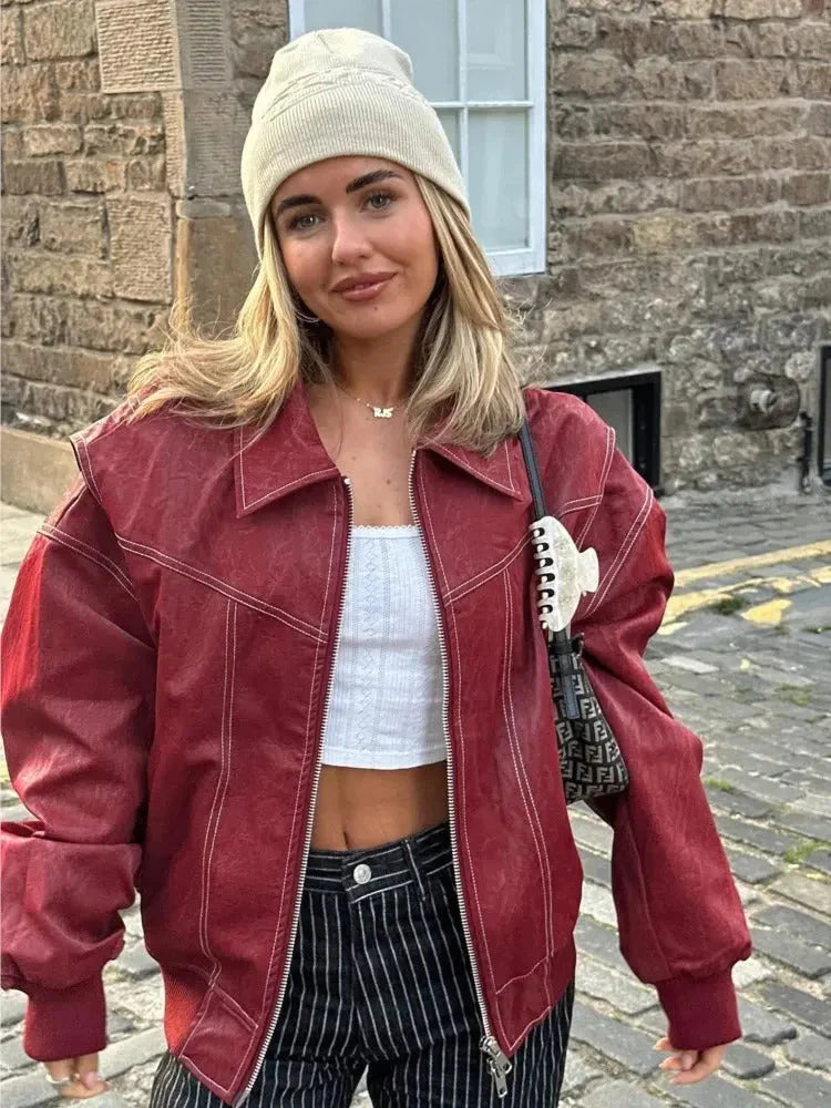 Liz | Oversized leren jas - Fashion Lab