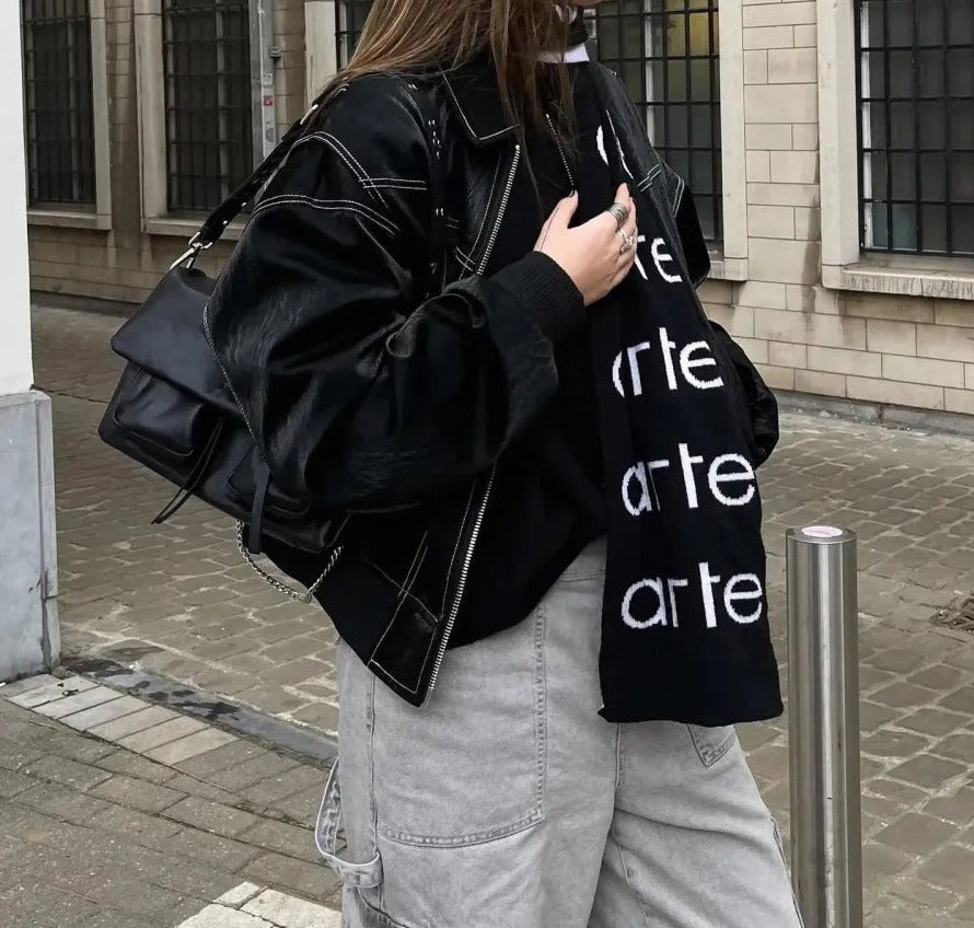 Liz | Oversized leren jas - Fashion Lab