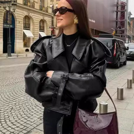 Isabel | Leren Cropped Jacket - Fashion Lab