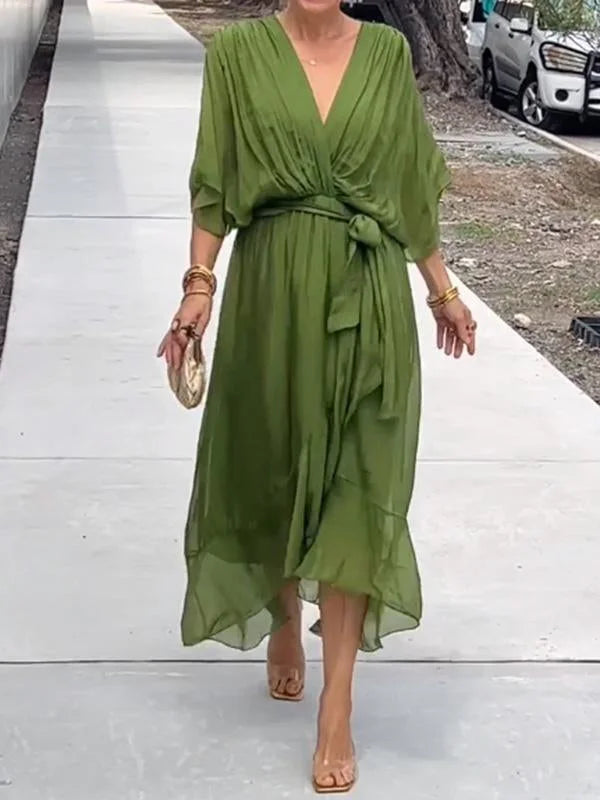 Louisa | Chiffon jurk met v-hals - Fashion Lab