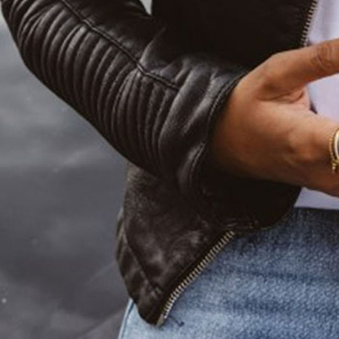 Megan | Classic Biker Leather Jacket - Fashion Lab