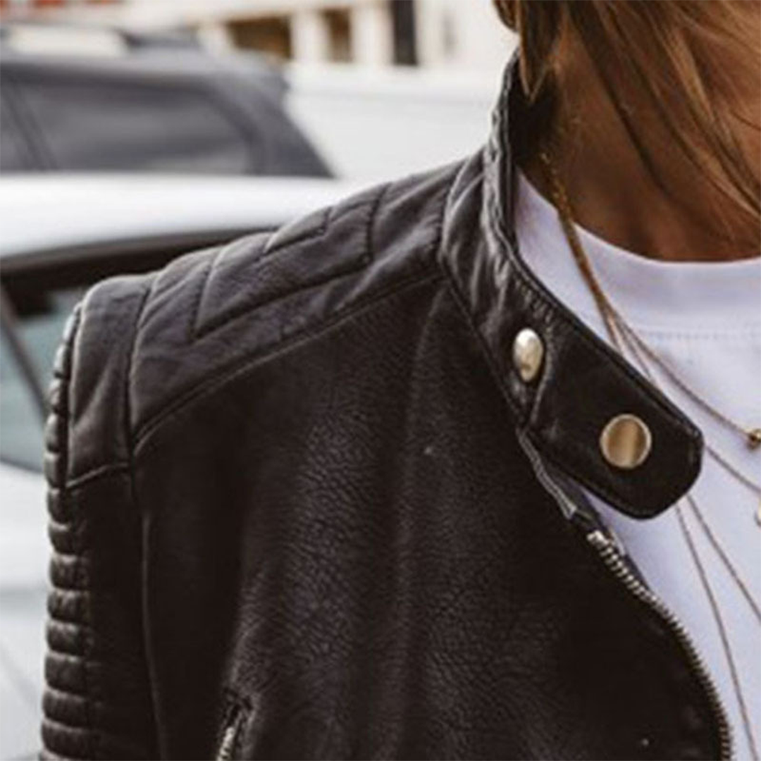 Megan | Classic Biker Leather Jacket - Fashion Lab