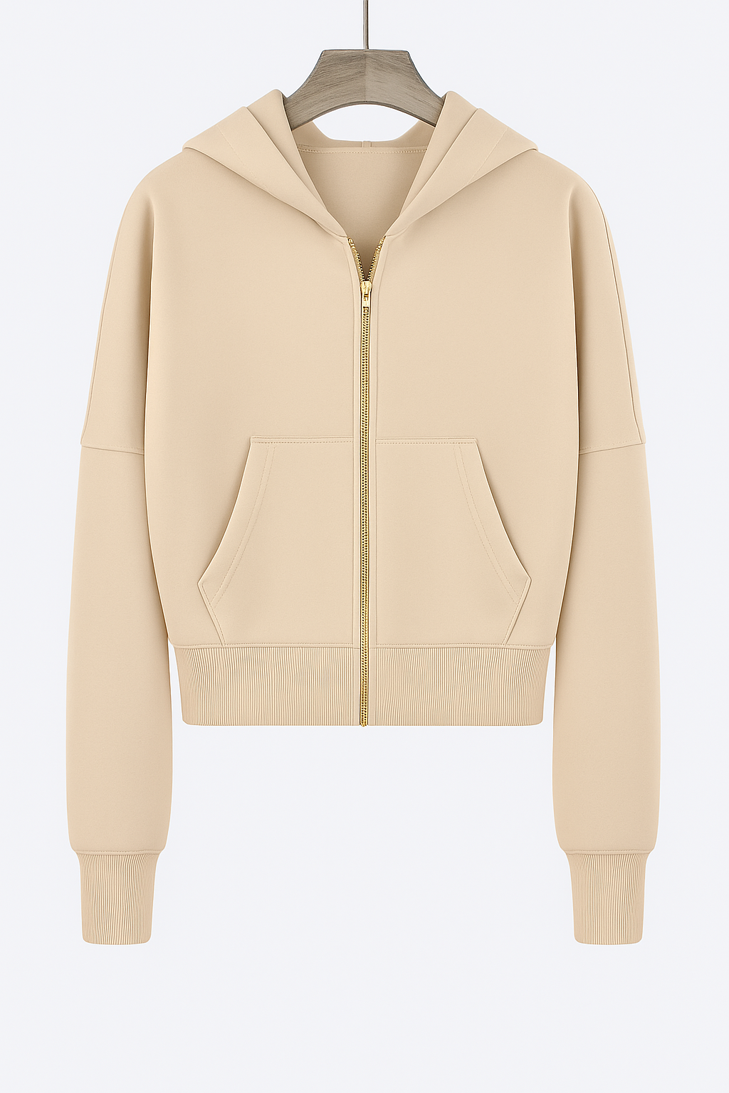 Jas voor dames – Adele | Scharlakenrode Cropped Katoenen Hoodie Met Rits