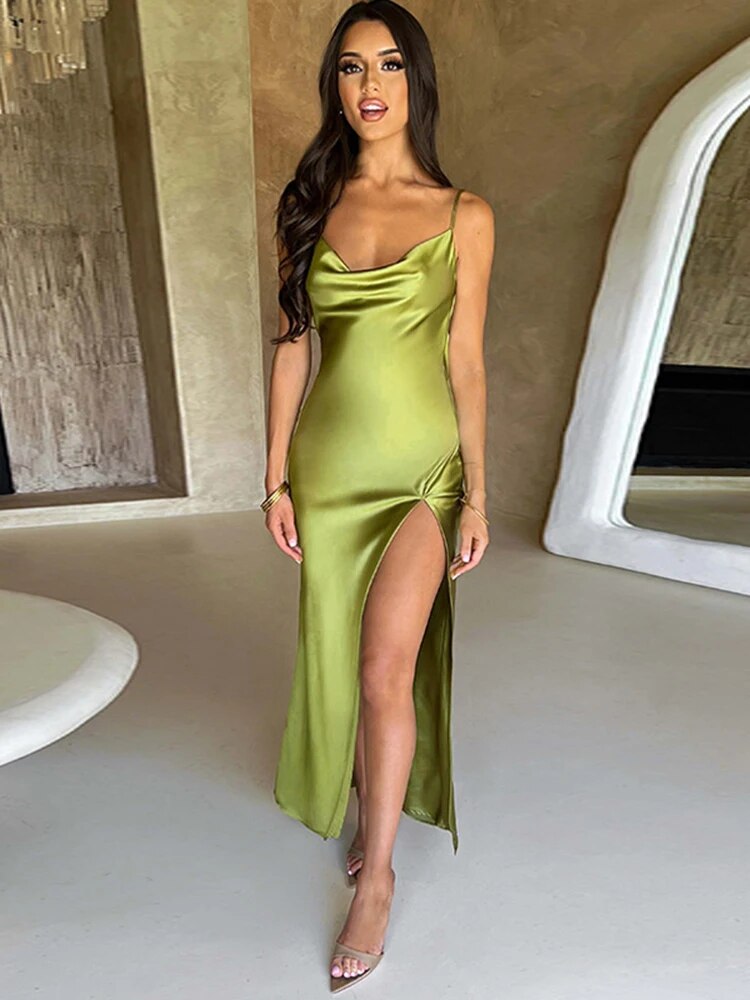 ARIELLE | Satijnen maxi-jurk - Fashion Lab