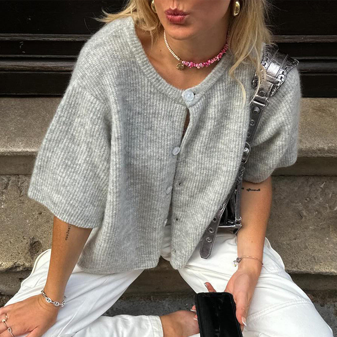 Milia | Streetwear vest met korte mouwen en ronde hals - Fashion Lab