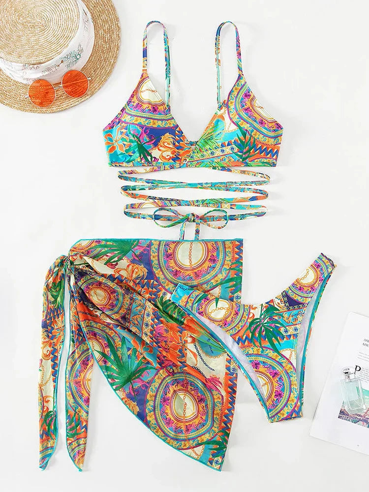 Cadence | Krachtige Print Bikini Set met Rok - Fashion Lab