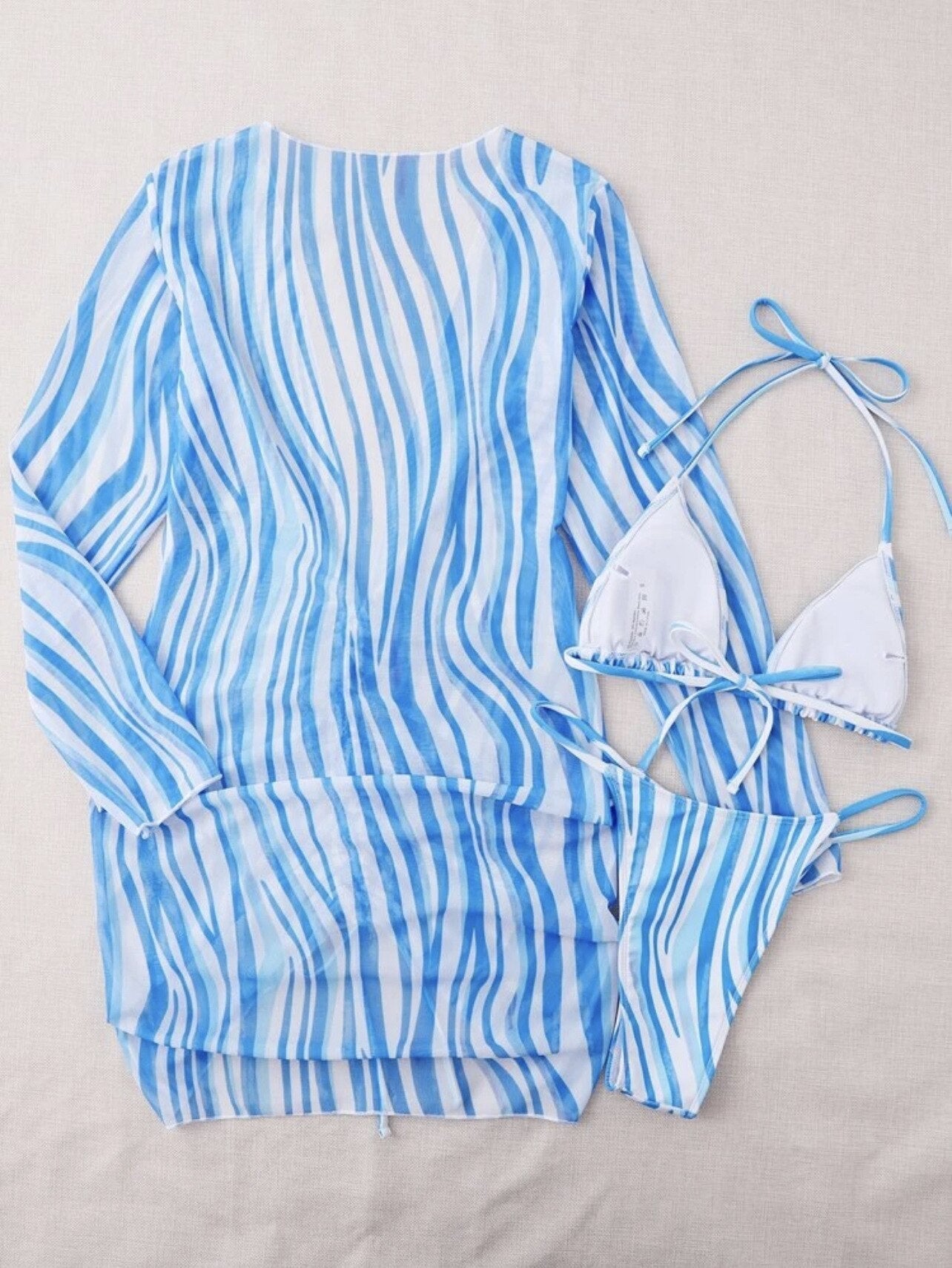 Rosie | Gestreepte Bikini en Cover-Up Jurk - Fashion Lab