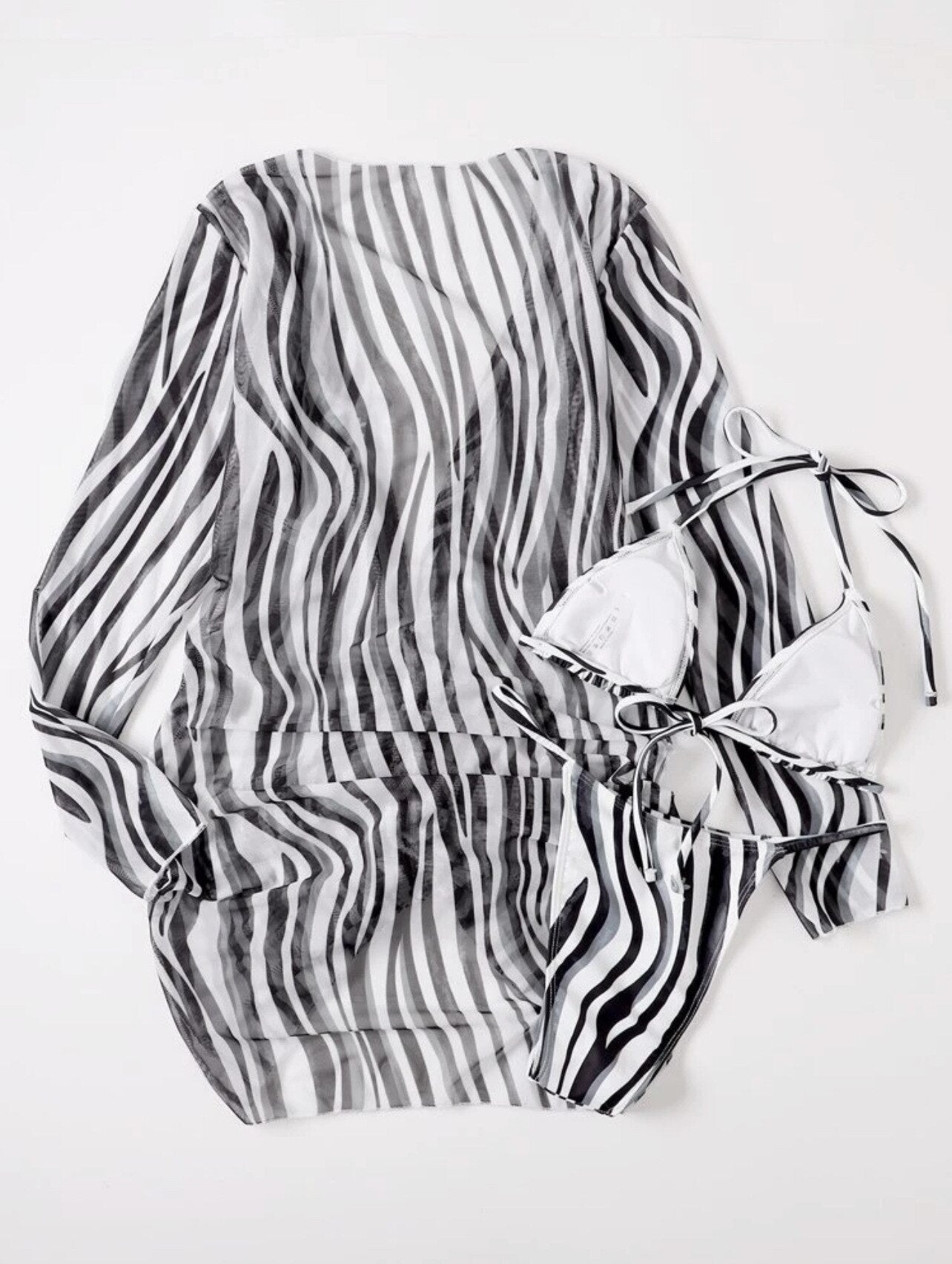 Rosie | Gestreepte Bikini en Cover-Up Jurk - Fashion Lab