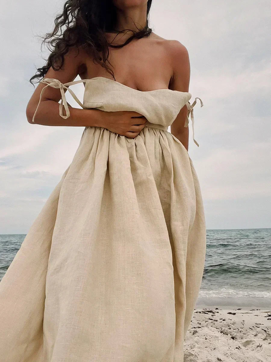 Hella | Bohemian Linnen Maxi Jurk - Fashion Lab