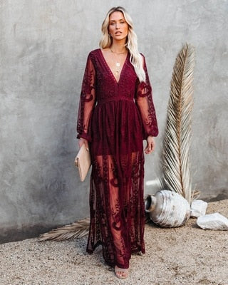 Kanten | maxi jurk - Fashion Lab