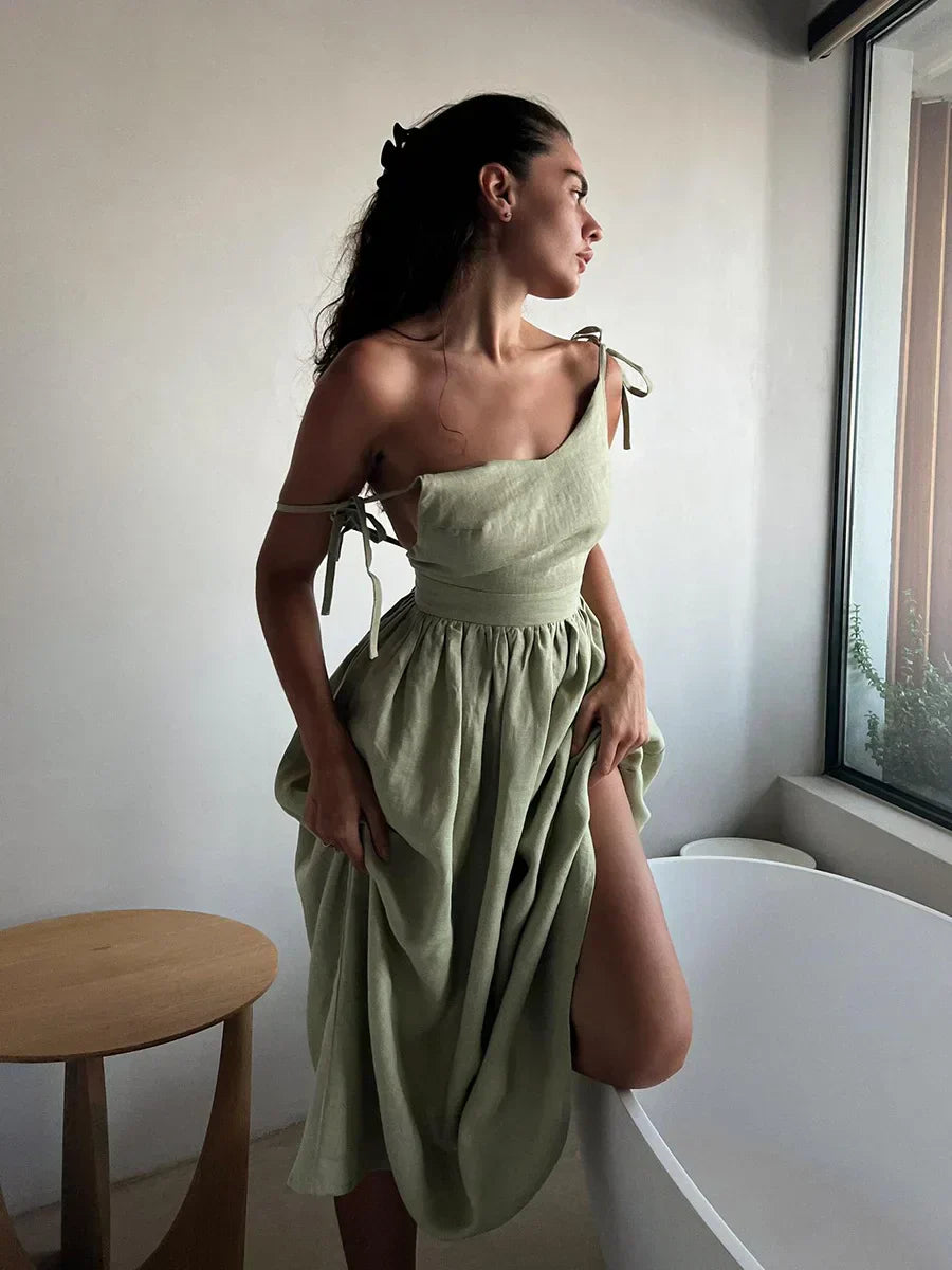 Hella | Bohemian Linnen Maxi Jurk - Fashion Lab