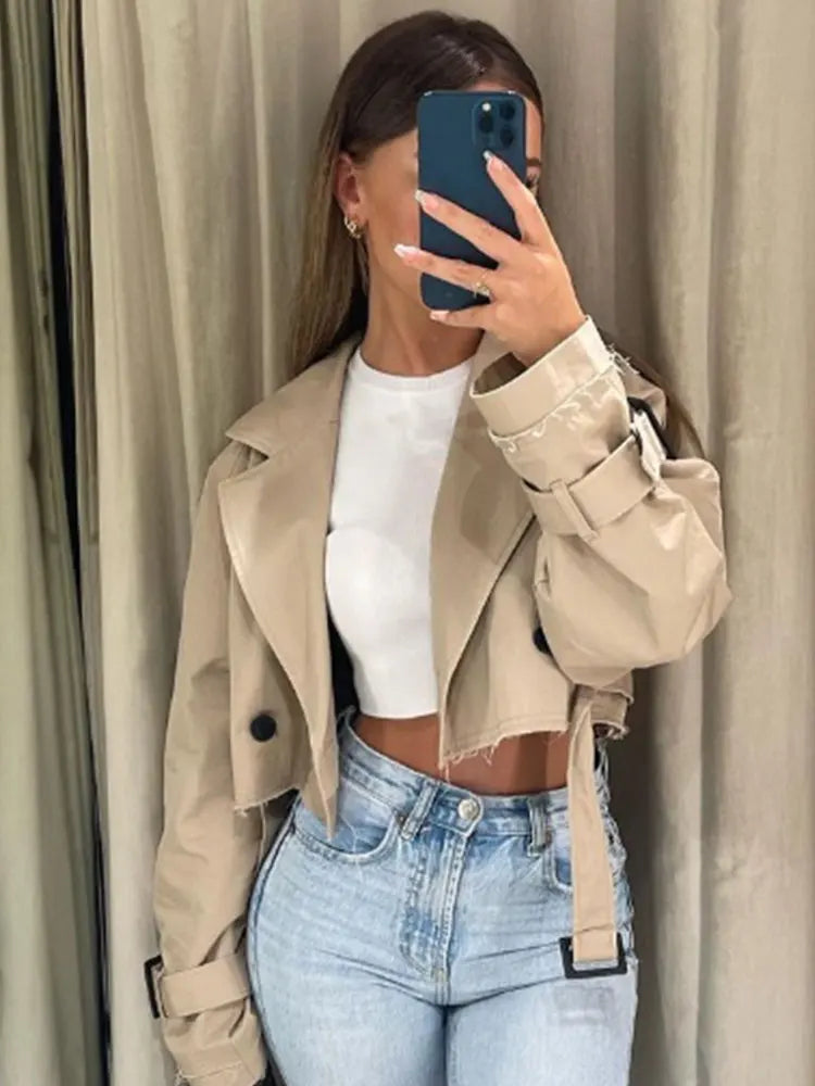 Kyra | Cropped Trench Jacket - Fashion Lab