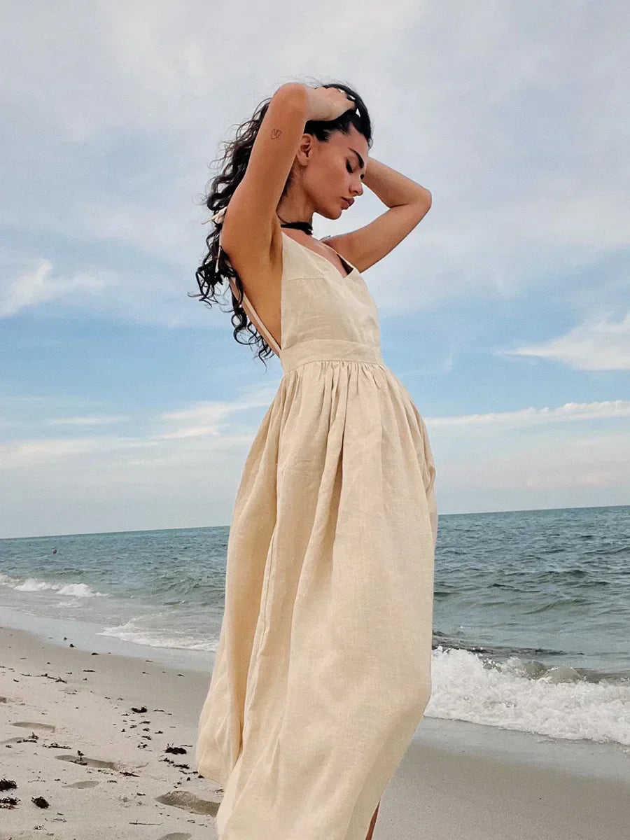 Hella | Bohemian Linnen Maxi Jurk - Fashion Lab