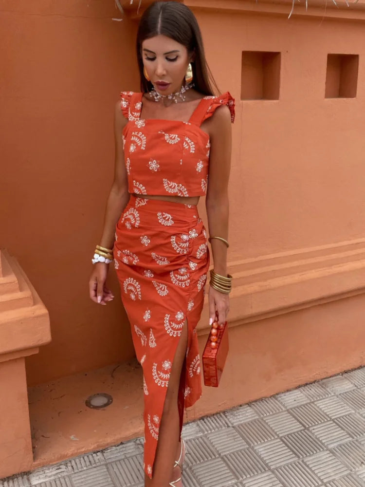 Zahara | Boho Crop Top En Midi Rok - Fashion Lab
