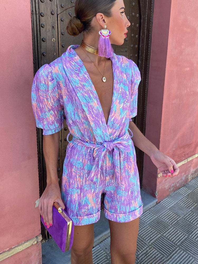 Cora | Print Jumpsuit met Strikdetail - Fashion Lab