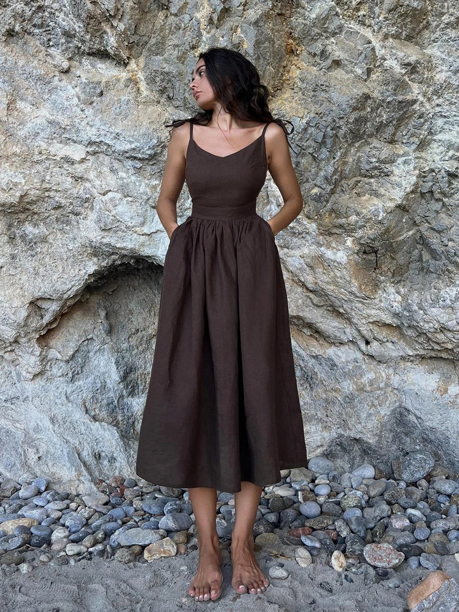 Hella | Bohemian Linnen Maxi Jurk - Fashion Lab