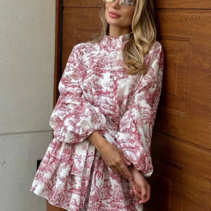 Christie | Romantische Bloemenprint Mini Jurk - Fashion Lab