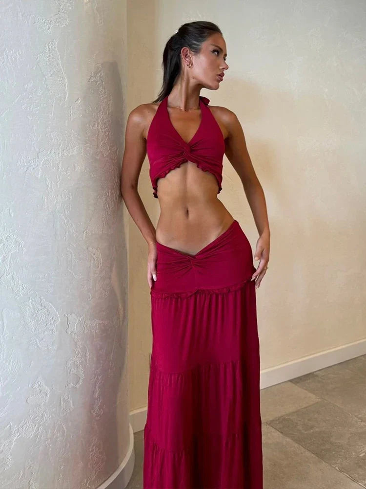 Elena | Bohemian Halter Maxi Set - Fashion Lab