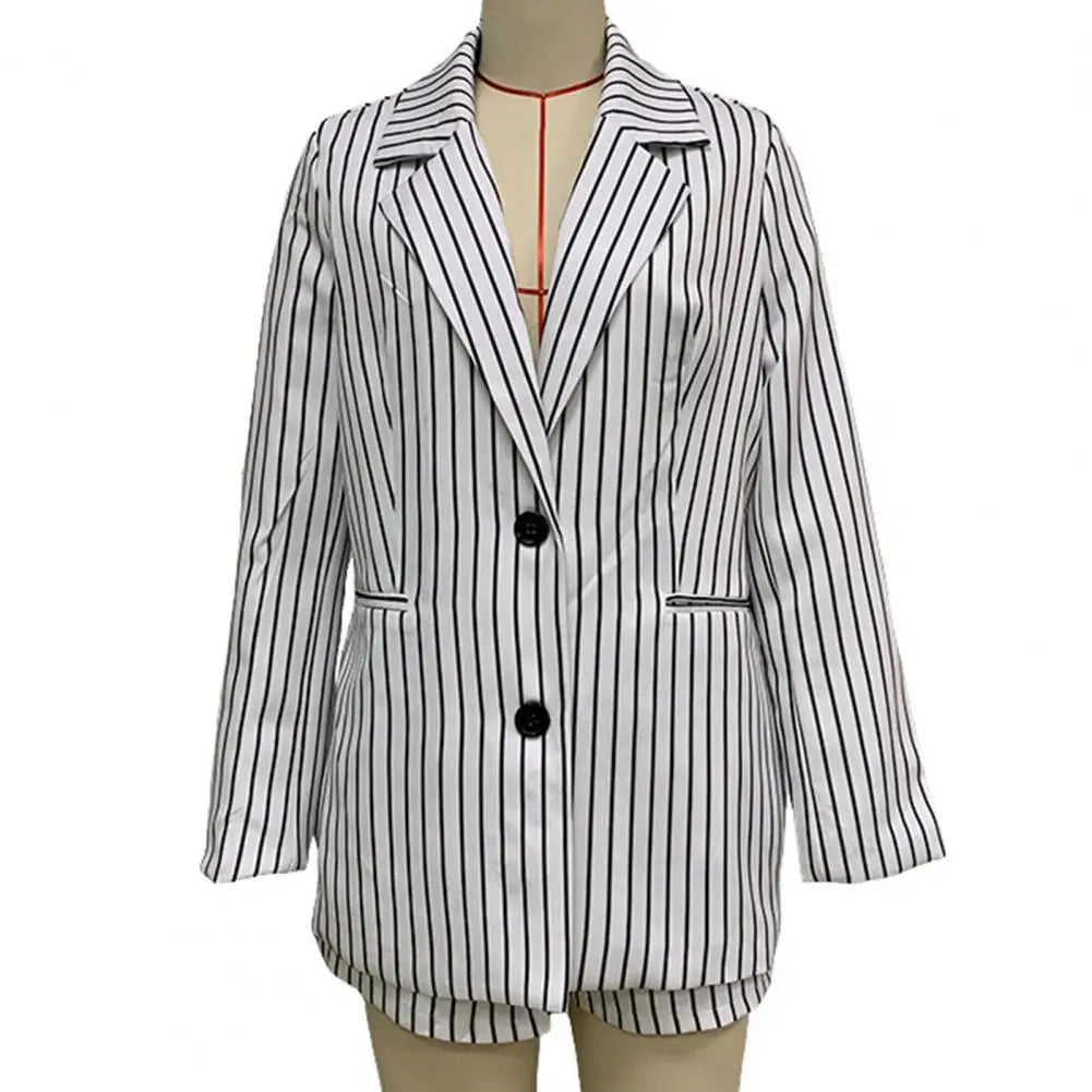 Frances | Gestreepte Blazer Set met Short - Fashion Lab