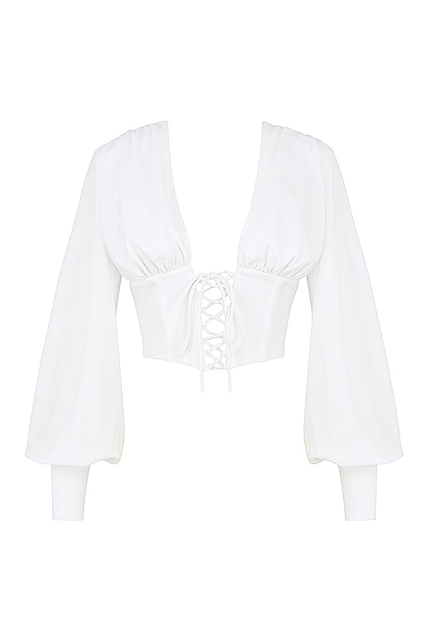 Sanna | Cropped Top met Vetersluiting - Fashion Lab