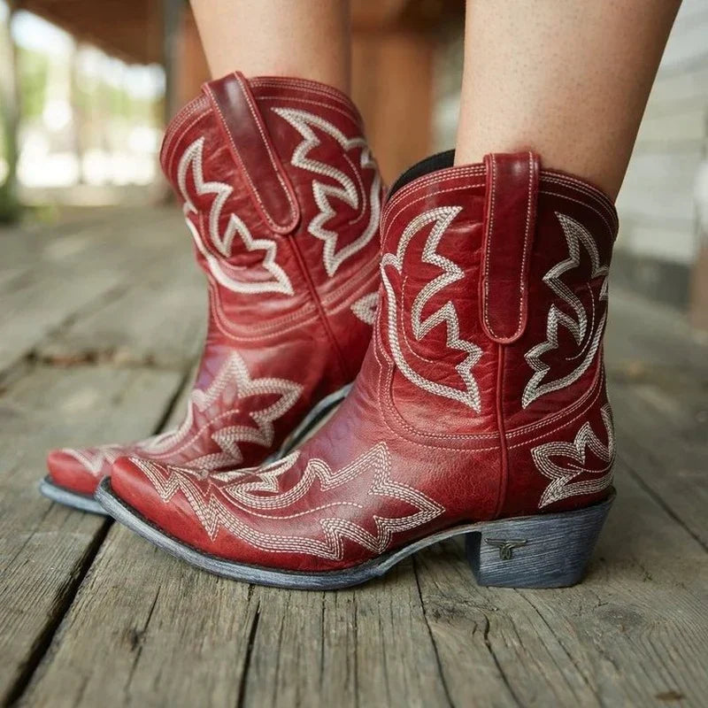 Laarzen voor dames – Alexa | Geborduurde Leren Cowboylaarzen