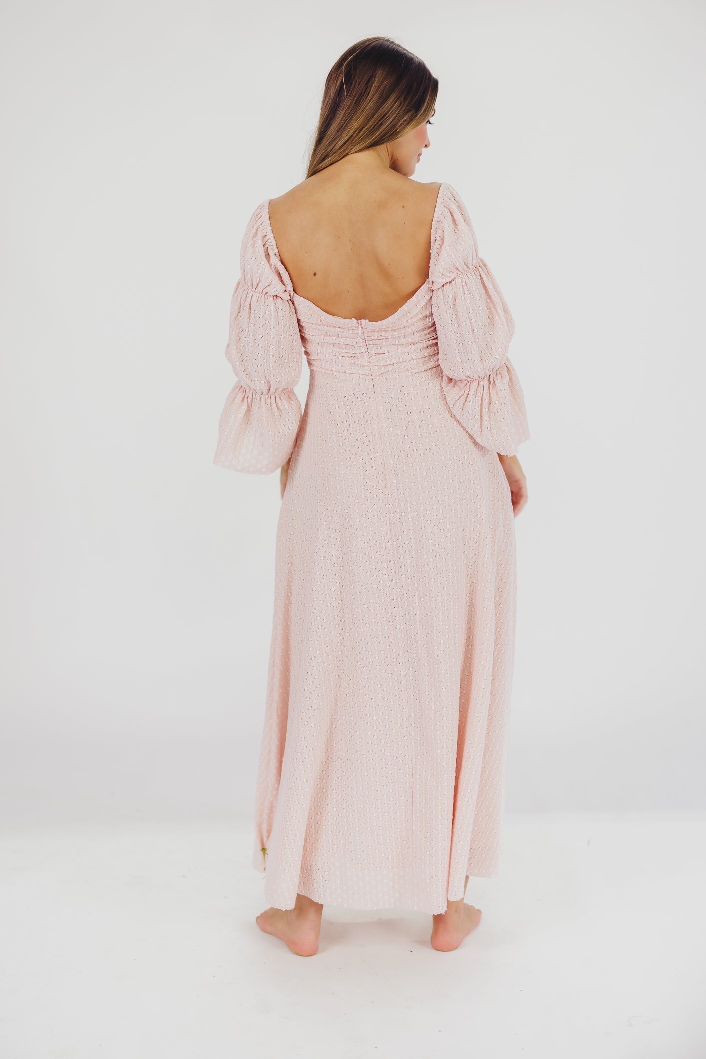 Jurk voor dames – Alicia | Maxi Jurk Met Gelaagde Mouwen En Zakken In Ballerinaroze