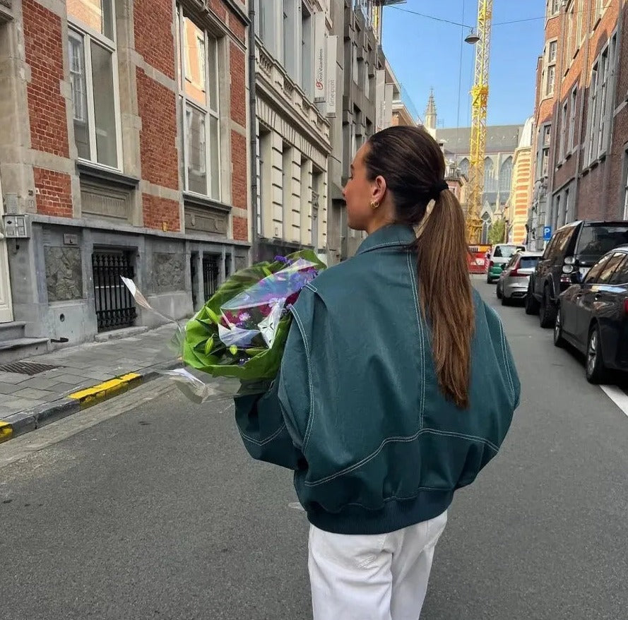 Liz | Oversized leren jas - Fashion Lab