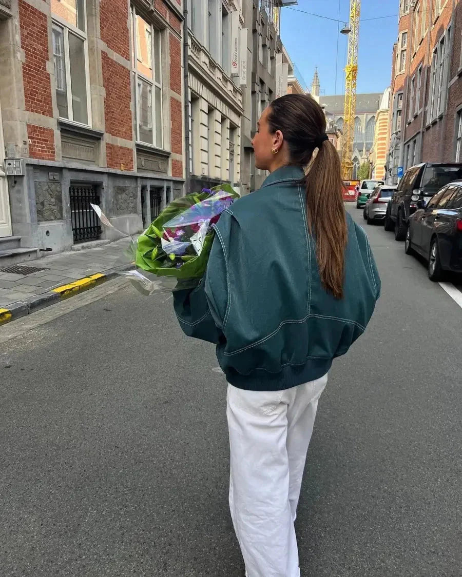 Liz | Oversized leren jas - Fashion Lab
