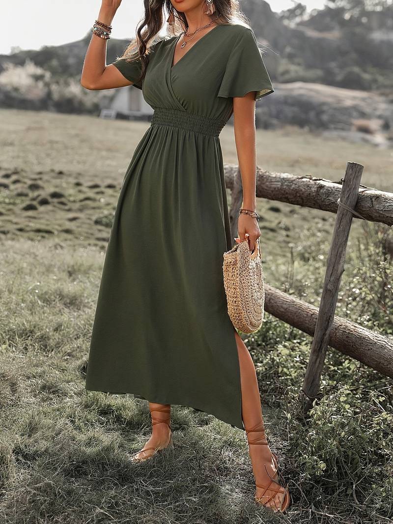 jurk voor dames – Belen | Elegante Jurk Met Korte Mouwen En Koorkraag