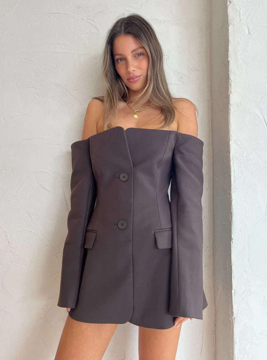 Ellianna | Off-Shoulder Blazer Jurk - Fashion Lab