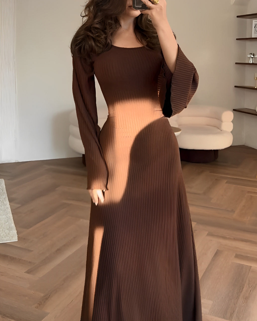 Nora | Elegante Gebreide Maxi Jurk - Fashion Lab