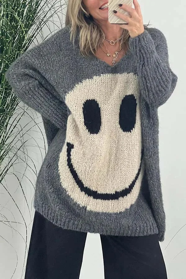 trui voor dames โ Candice | Gebreide smiley trui