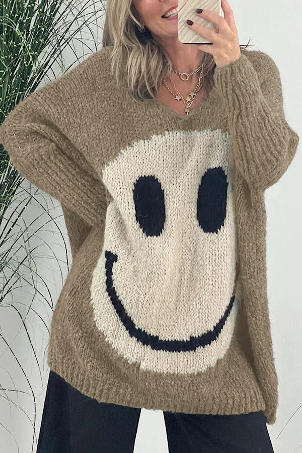 trui voor dames โ Candice | Gebreide smiley trui