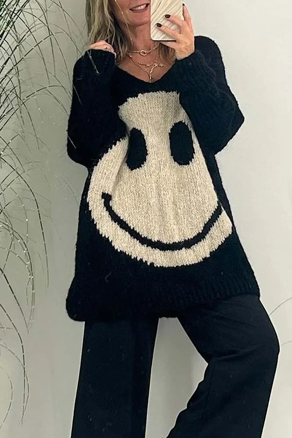 trui voor dames โ Candice | Gebreide smiley trui