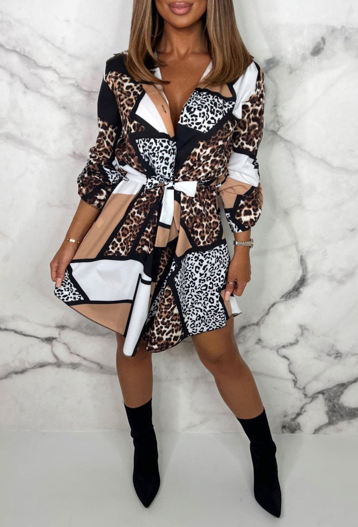 jurk voor dames – Carmela | Flirty Overhemdjurk Met Dierenprint