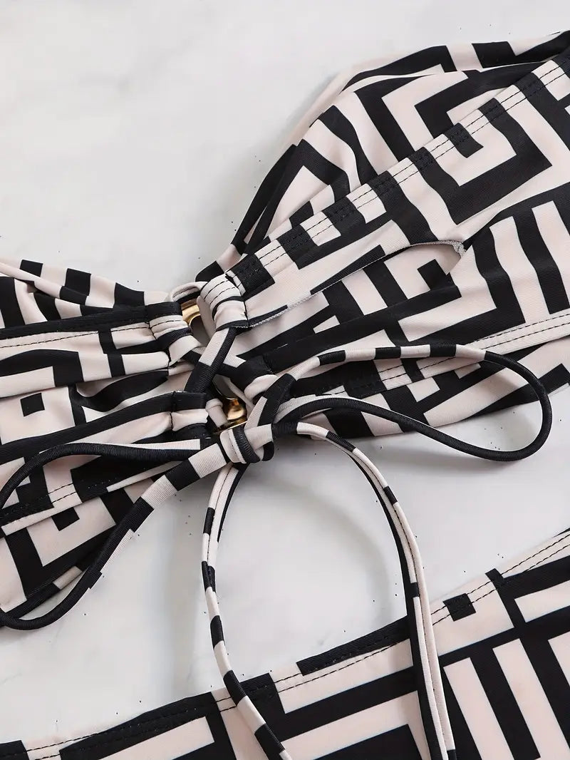 Luella | Geometrische Bandeau Bikini Set - Fashion Lab