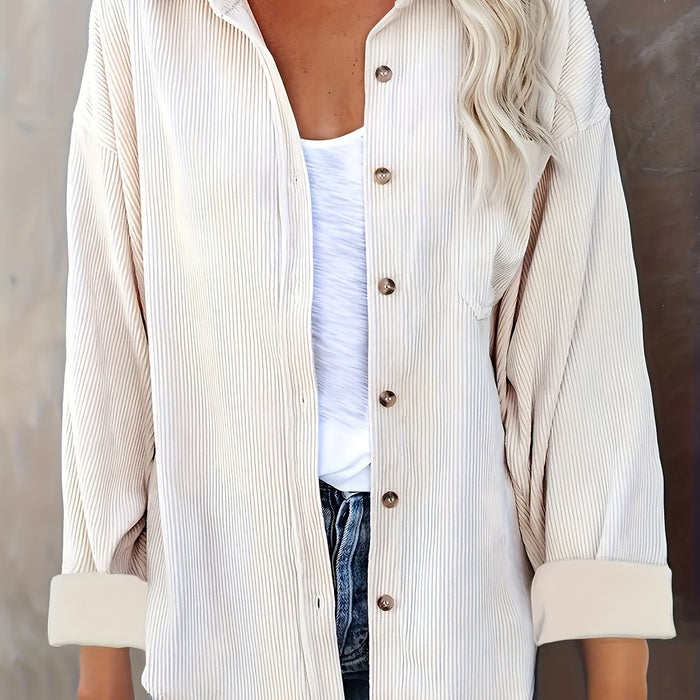 top voor dames โ Danica | Dames Mosterdgele Corduroy Button-Up Shirt