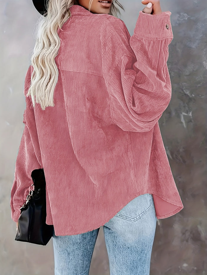 top voor dames โ Danica | Dames Mosterdgele Corduroy Button-Up Shirt