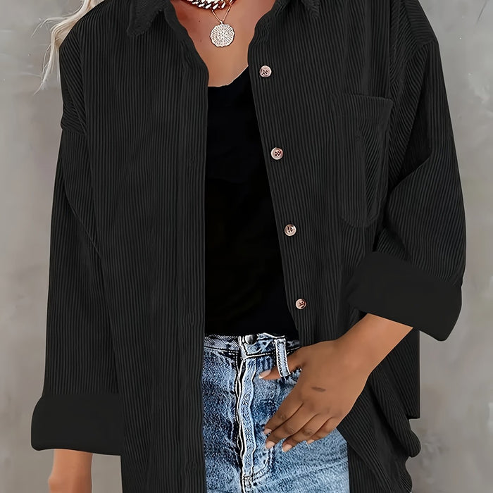 top voor dames โ Danica | Dames Mosterdgele Corduroy Button-Up Shirt