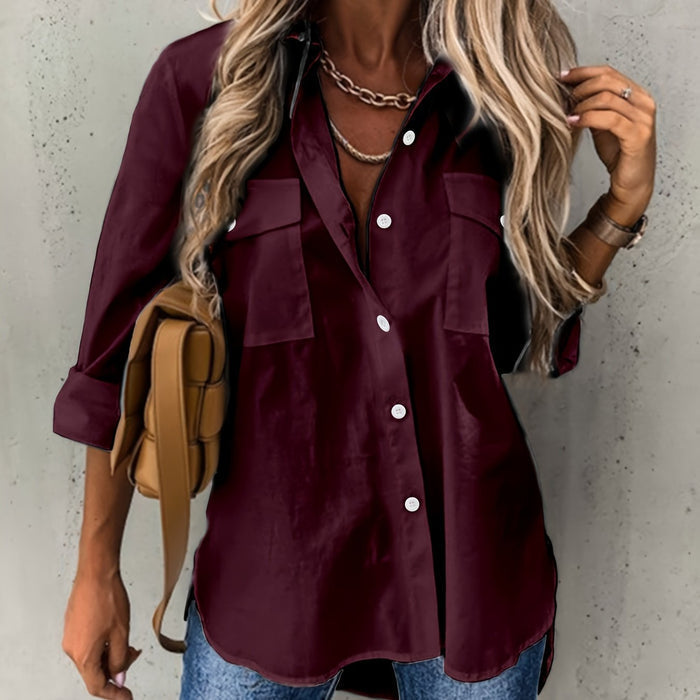 blouse voor dames โ Dariela | Effen Blouse met Knopen