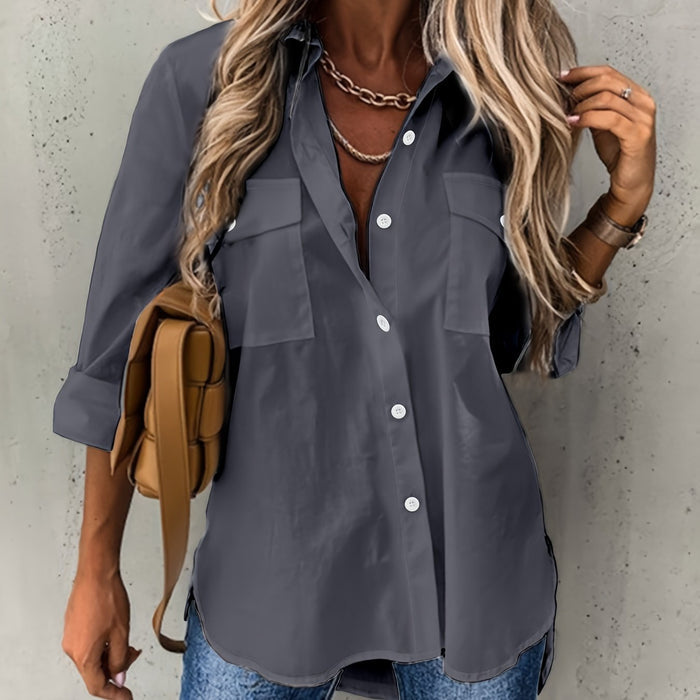 blouse voor dames โ Dariela | Effen Blouse met Knopen