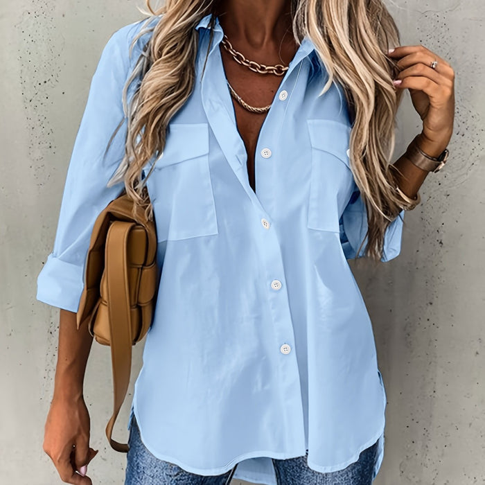 blouse voor dames โ Dariela | Effen Blouse met Knopen